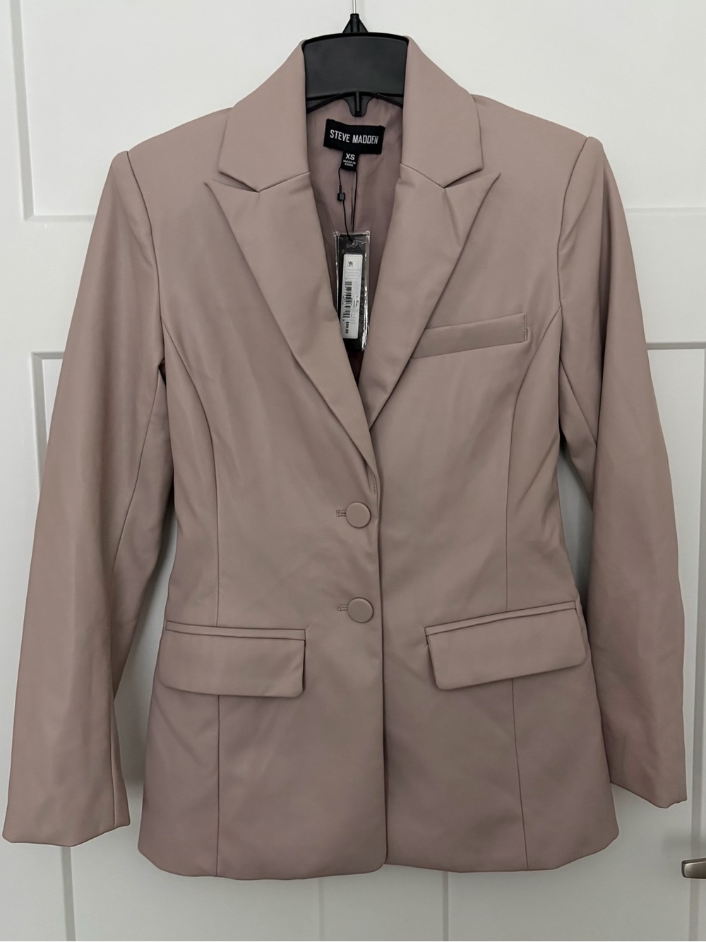 Steve Madden Women's Aria Faux-Leather Blazer in a Dusty Lavender XS